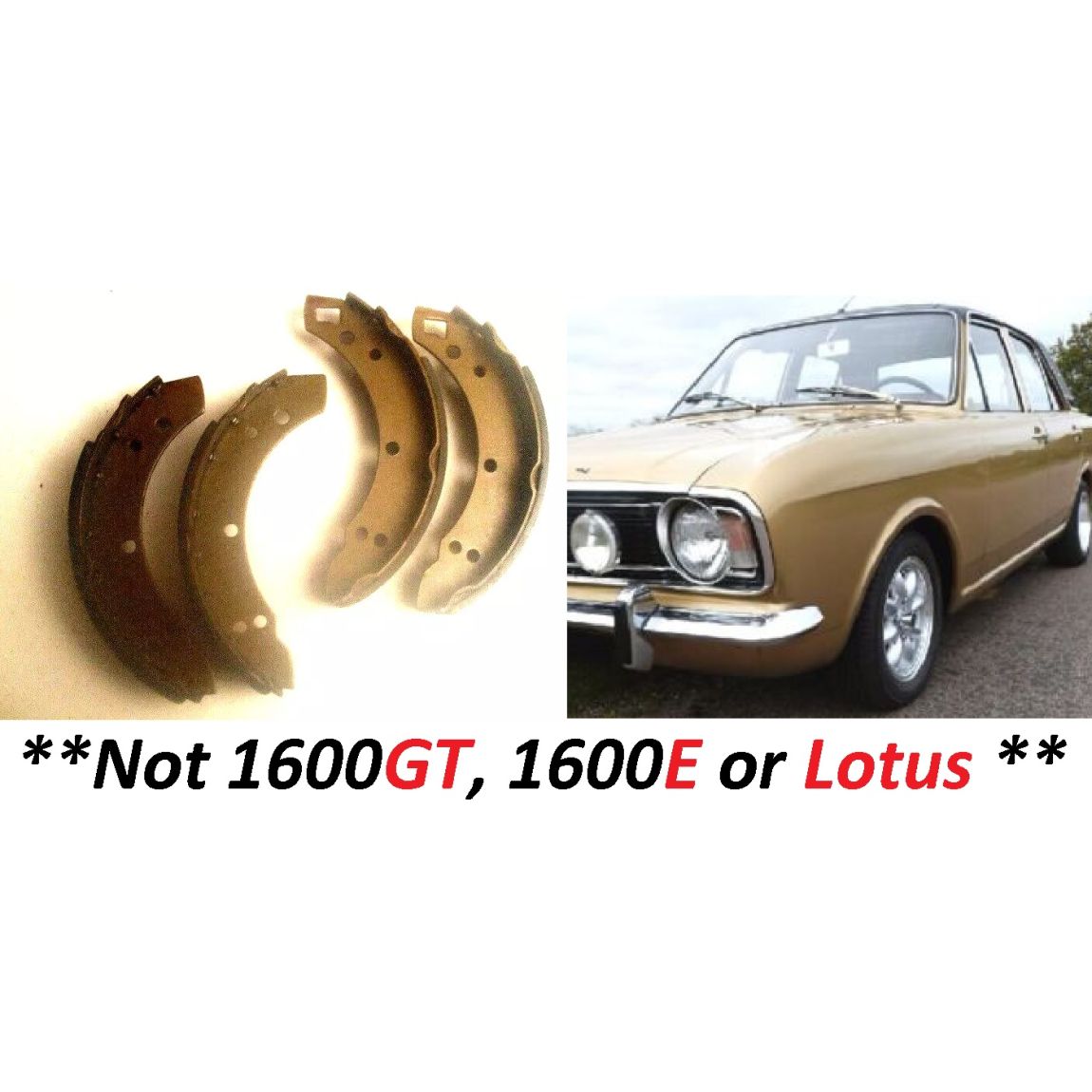 REAR BRAKE SHOES SET (Ford Cortina Mk2) (1300, 1500 & 1600) (1966- 70) 